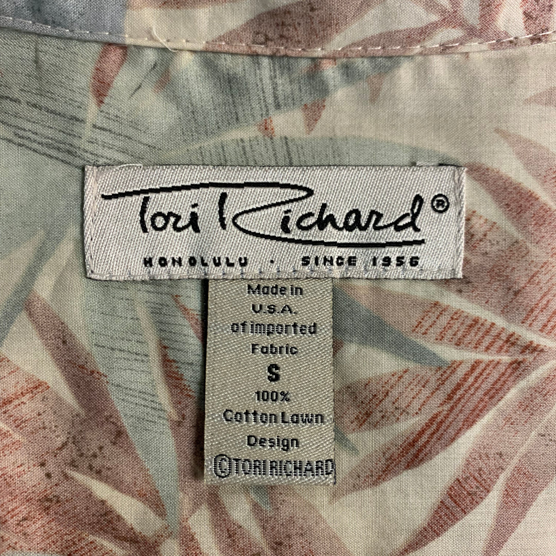 TORI RICHARD Size S Khaki Floral Cotton Button Up Short Sleeve Shirt