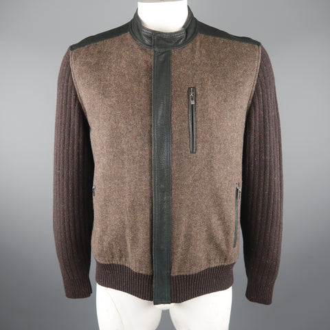 TORRAS Chest Size 42 Brown Mixed Materials Wool Zip Up Jacket