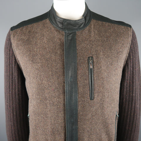 TORRAS Chest Size 42 Brown Mixed Materials Wool Zip Up Jacket