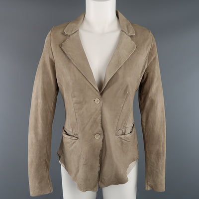 TRANSIT PAR-SUCK Size M Taupe Distressed Dyed Leather Notch Lapel Jacket