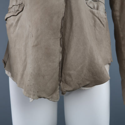 TRANSIT PAR-SUCK Size M Taupe Distressed Dyed Leather Notch Lapel Jacket