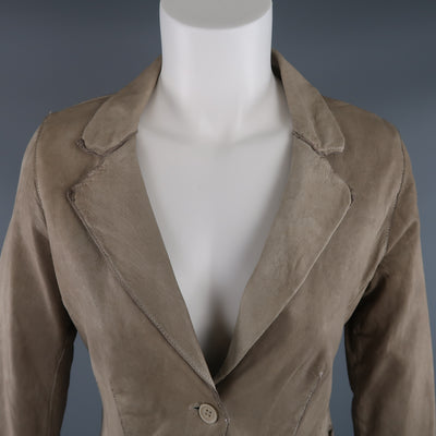 TRANSIT PAR-SUCK Size M Taupe Distressed Dyed Leather Notch Lapel Jacket