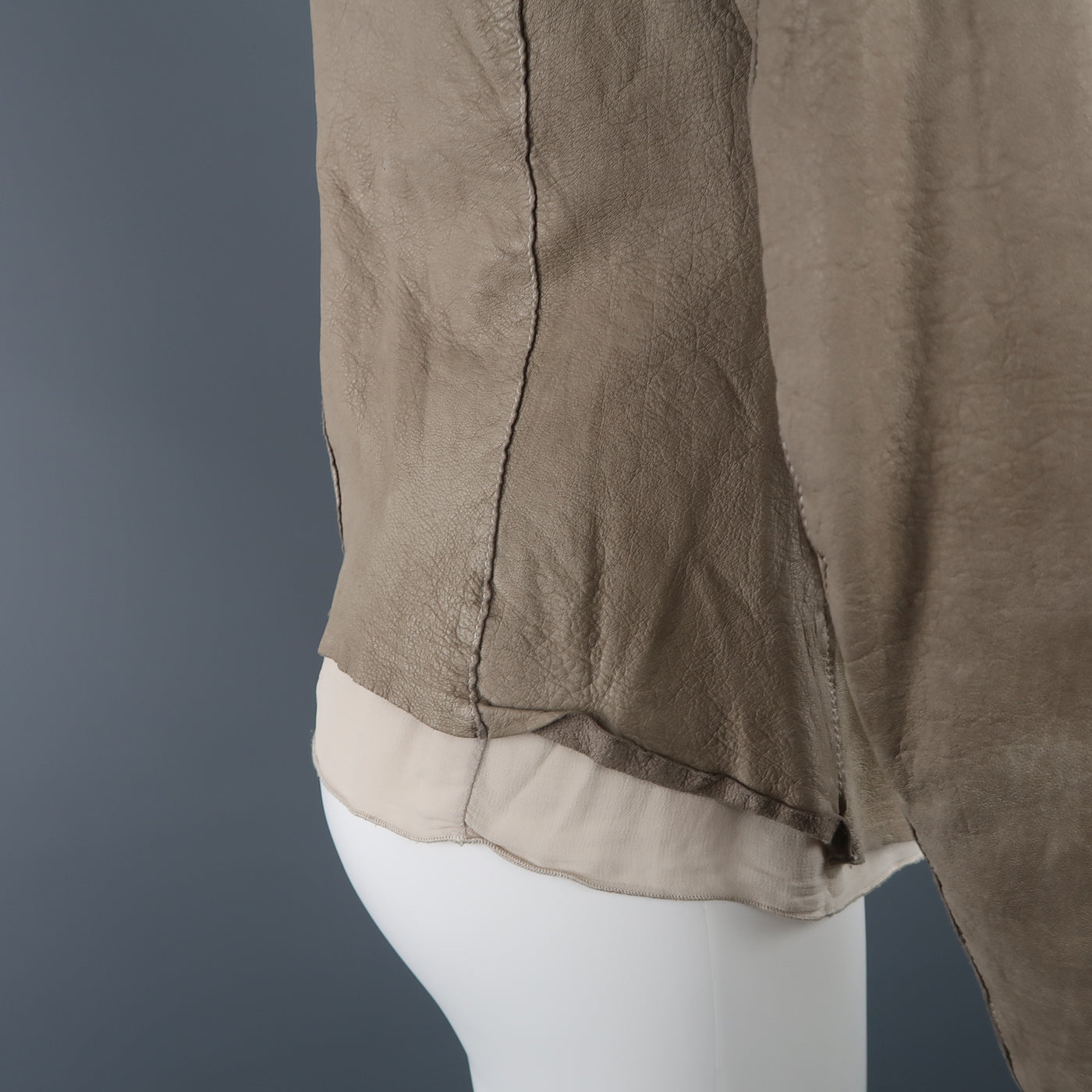 TRANSIT PAR-SUCK Size M Taupe Distressed Dyed Leather Notch Lapel Jacket