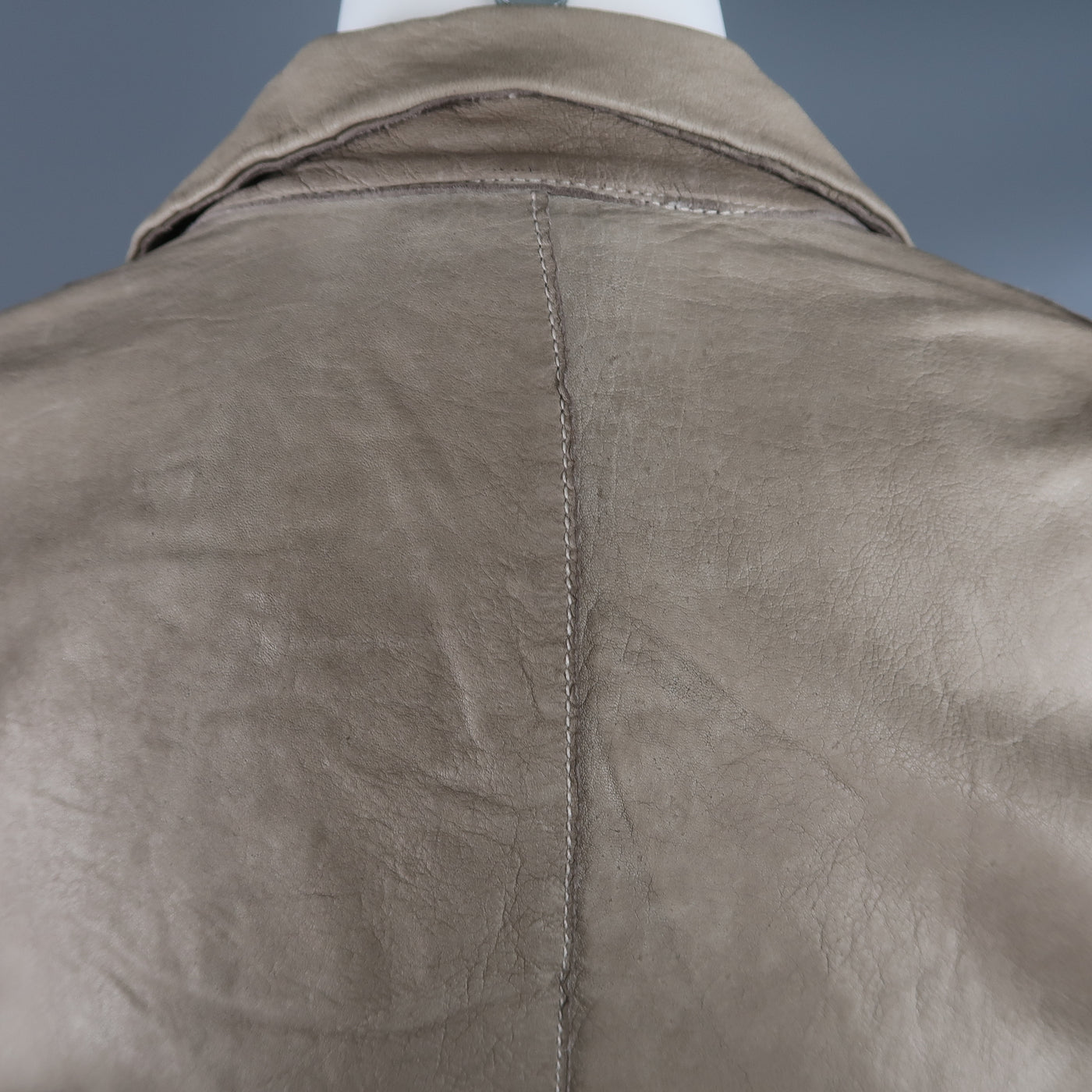 TRANSIT PAR-SUCK Size M Taupe Distressed Dyed Leather Notch Lapel Jacket