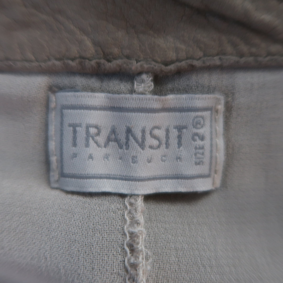TRANSIT PAR-SUCK Size M Taupe Distressed Dyed Leather Notch Lapel Jacket