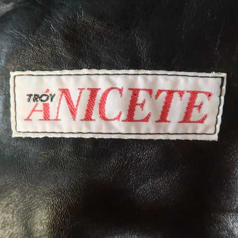 TROY ANICETE 42 Blouson Bomber en Cuir Matelassé Noir
