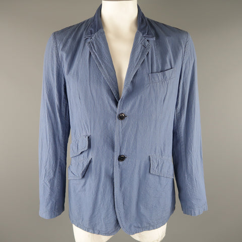 TS (S) L Blue Seersucker Cotton Sport Coat / Blazer