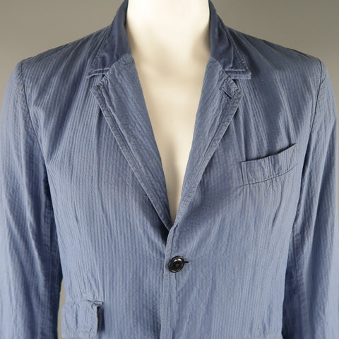 TS (S) L Blue Seersucker Cotton Sport Coat / Blazer