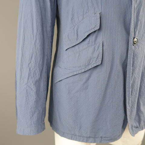 TS (S) L Blue Seersucker Cotton Sport Coat / Blazer