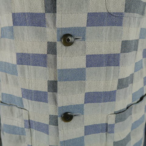 TS (S) L Grey & Navy Checkered Print Cotton Sport Coat Jacket