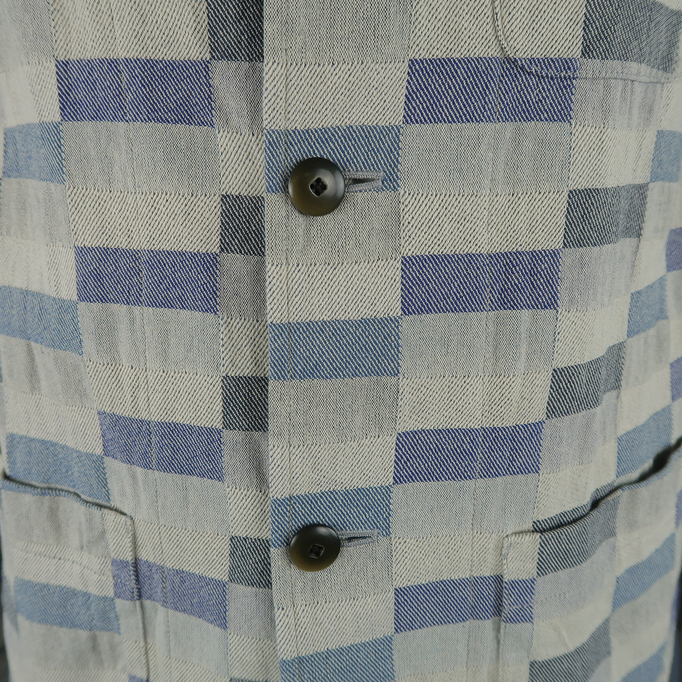 TS (S) L Grey & Navy Checkered Print Cotton Sport Coat Jacket