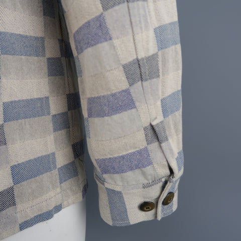 TS (S) L Grey & Navy Checkered Print Cotton Sport Coat Jacket