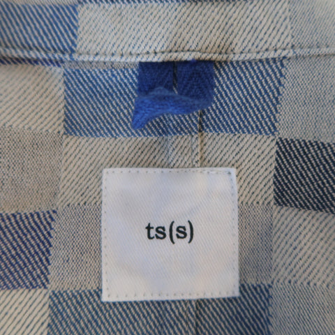 TS (S) L Grey & Navy Checkered Print Cotton Sport Coat Jacket