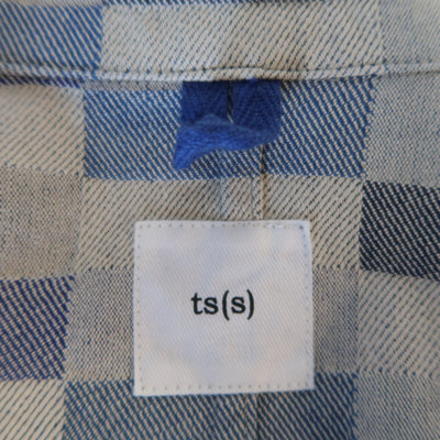 TS (S) L Grey & Navy Checkered Print Cotton Sport Coat Jacket