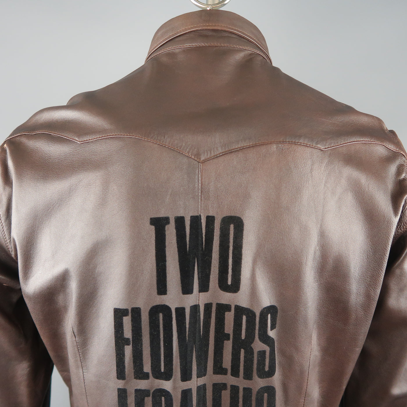 TWO FLOWERS Size XL Brown Leather Long Sleeve Shirt