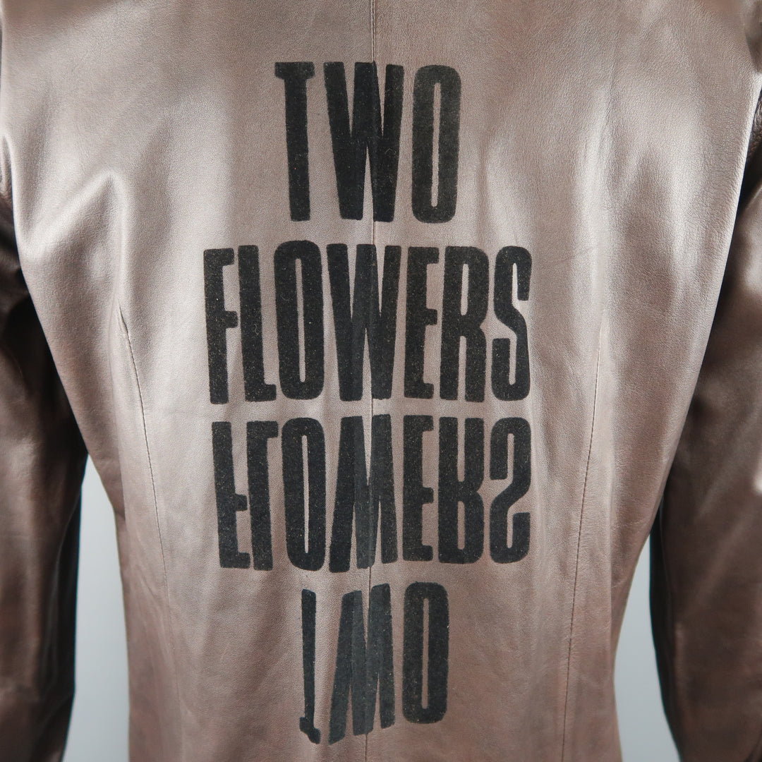 TWO FLOWERS Size XL Brown Leather Long Sleeve Shirt