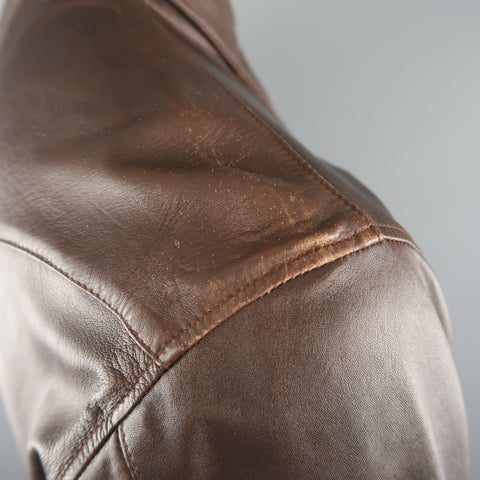 TWO FLOWERS Size XL Brown Leather Long Sleeve Shirt