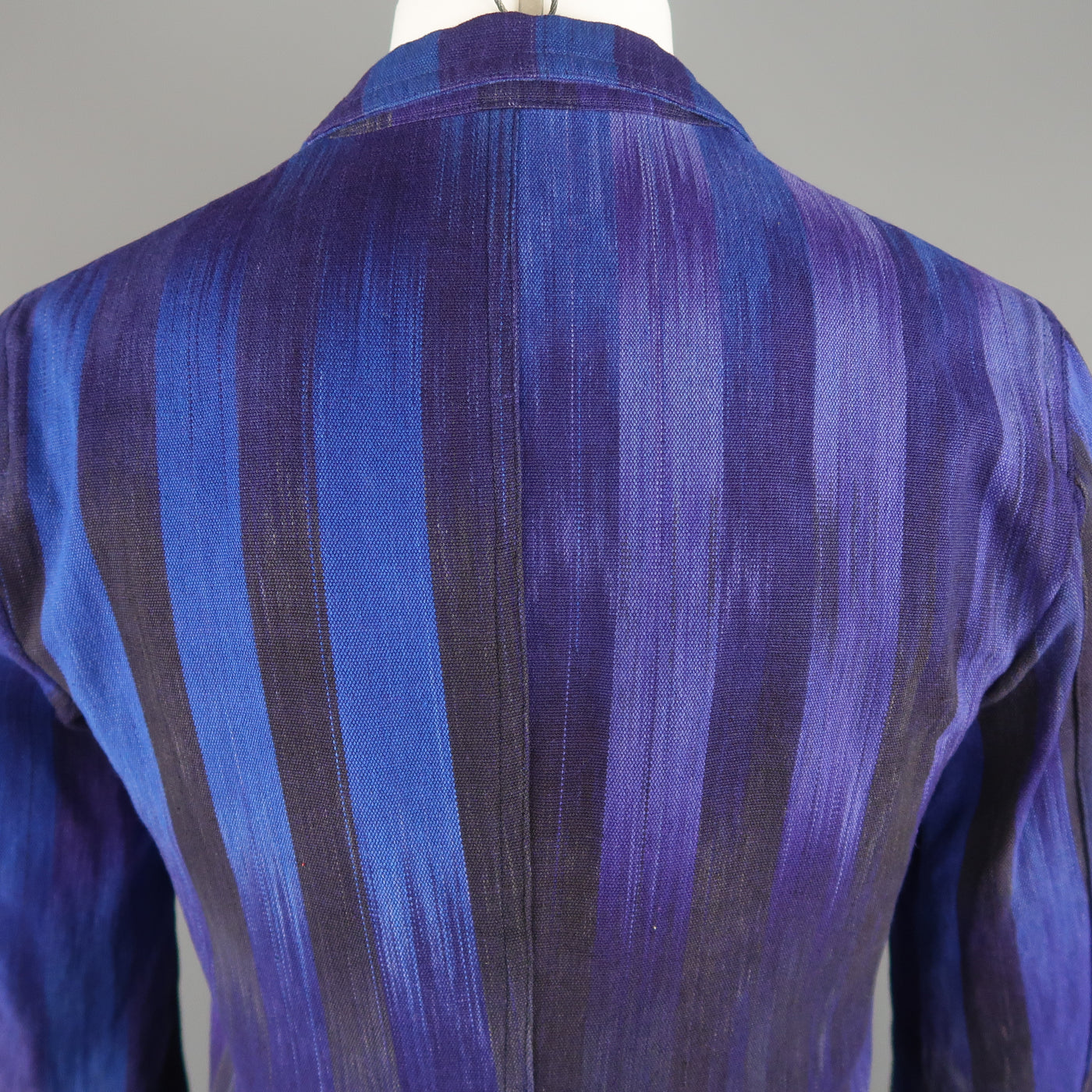 UNITED ARROWS Chest Size 34 Short Blue & Purple Stripe Cotton Sport Coat