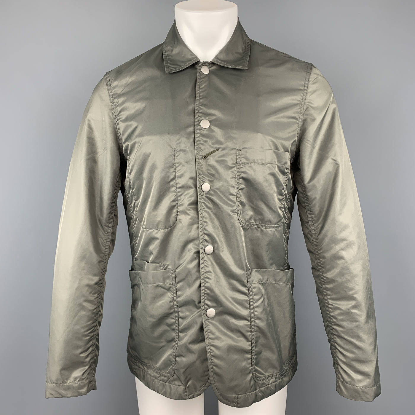 UNIVERSAL WORKS M Gray Solid Polyamide Snaps Jacket
