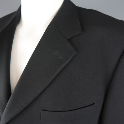 V2 by VERSACE 42 Regular Black Wool Blend Satin Lapel Tuxedo Sport Coat