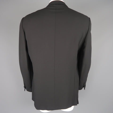 V2 by VERSACE 42 Regular Black Wool Blend Satin Lapel Tuxedo Sport Coat