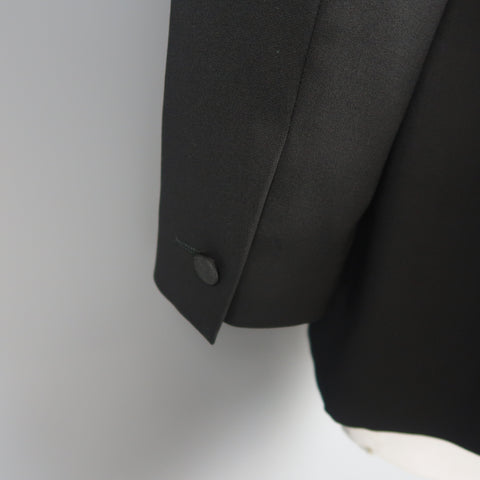 V2 by VERSACE 42 Regular Black Wool Blend Satin Lapel Tuxedo Sport Coat