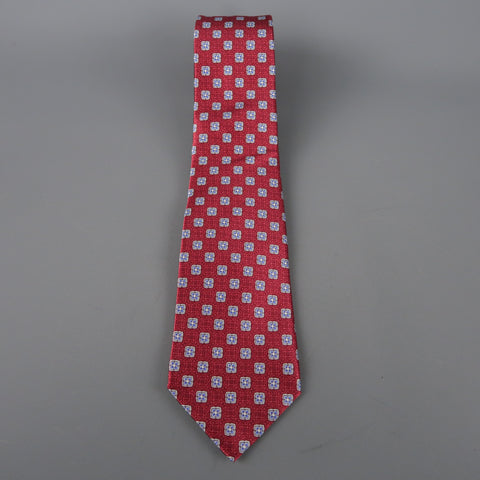 VALENTINO Burgundy Silk Floral Motif Print Neck Tie