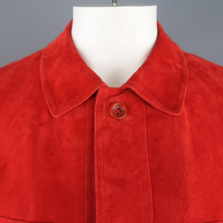 VALSTAR 42 Red Suede Four Pocket Drawstring Waist Coat