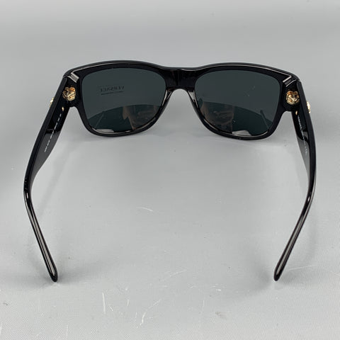 VERSACE Black Acetate Gold tone Medusa Arm Sunglasses