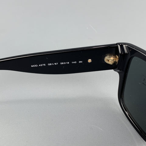 VERSACE Black Acetate Gold tone Medusa Arm Sunglasses