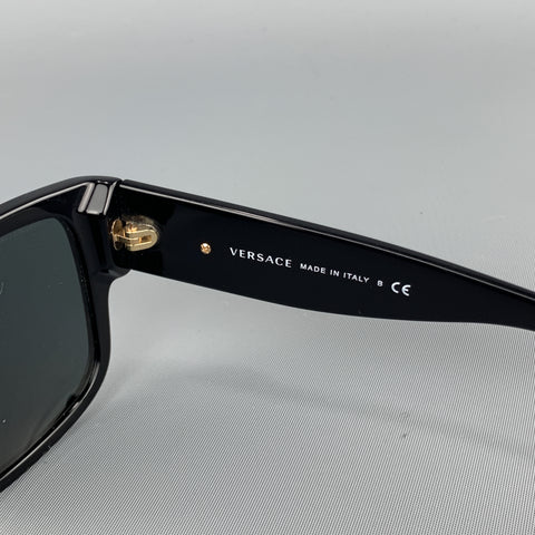 VERSACE Black Acetate Gold tone Medusa Arm Sunglasses