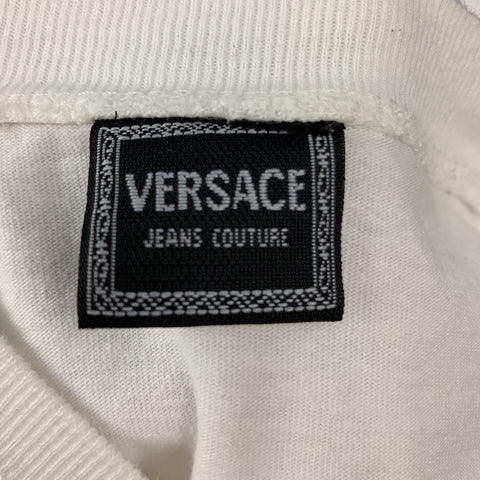 VERSACE JEANS COUTURE Size L White Logo Cotton Crew-Neck T-shirt