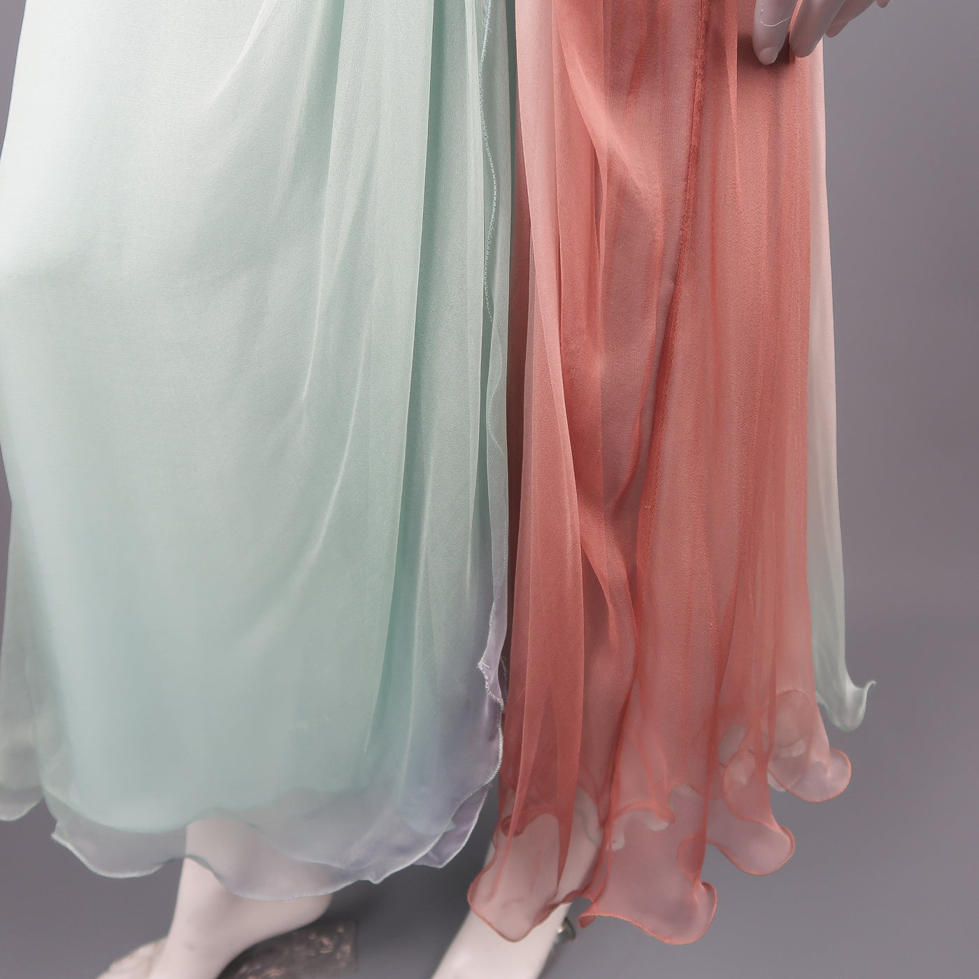 VICKY TIEL COUTURE Size 8 Aqua Tan & Purple Pleated Silk Strapless Dress
