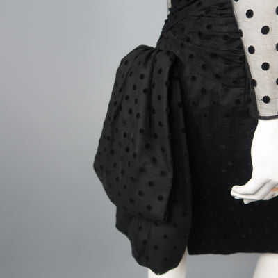 VICKY TIEL COUTURE Size M Black Polka Dot Pleated Silk Tulle Cocktail Dress