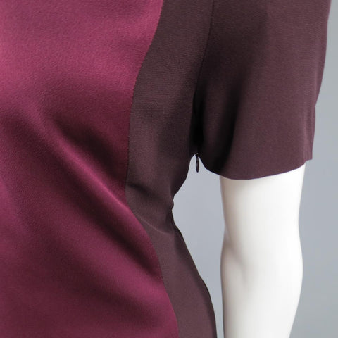 VICTORIA BECKHAM Size 10 Purple & Red Color Block Shirt Dress
