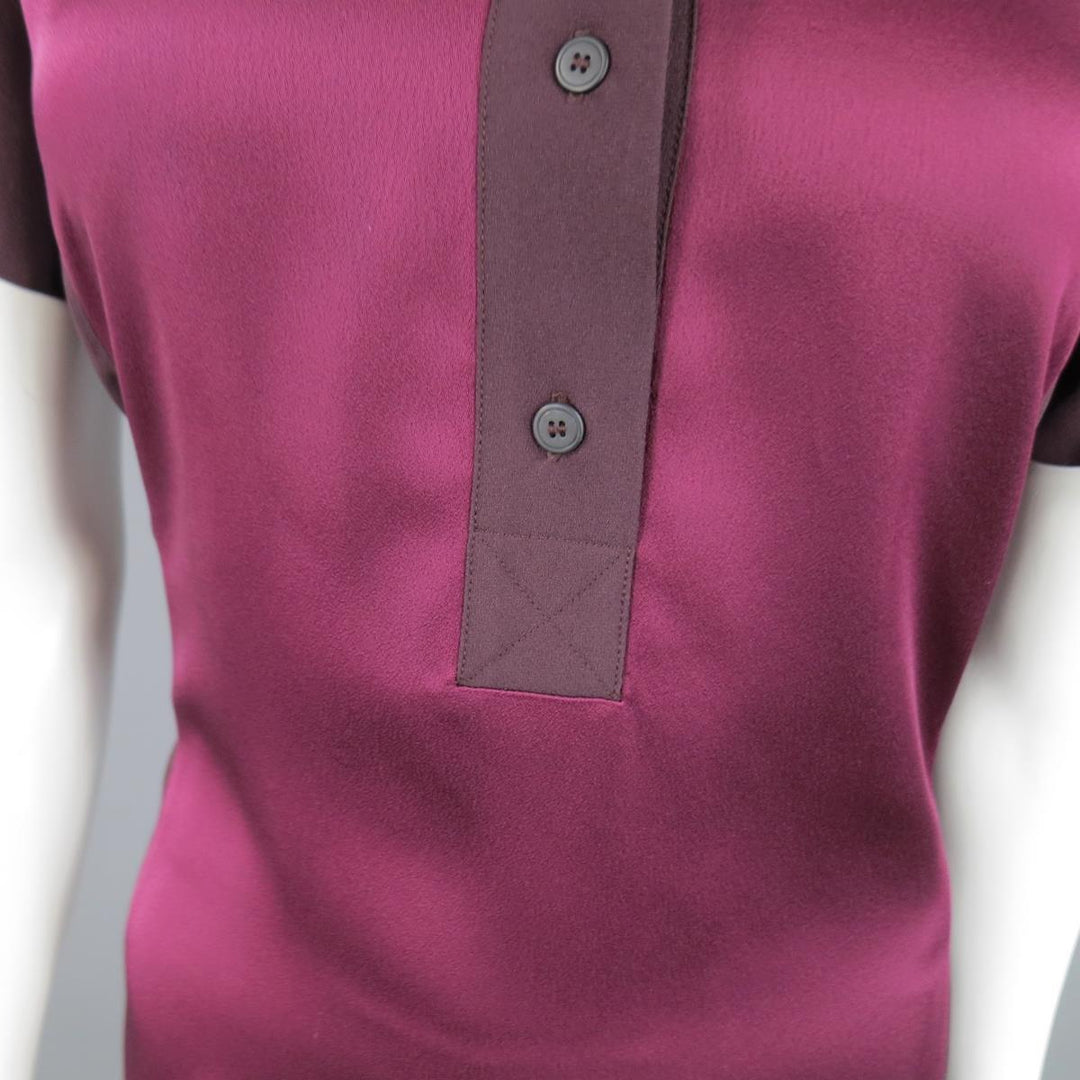 VICTORIA BECKHAM Taille 10 Robe chemise violet et rouge color block