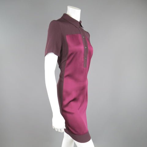 VICTORIA BECKHAM Size 10 Purple & Red Color Block Shirt Dress