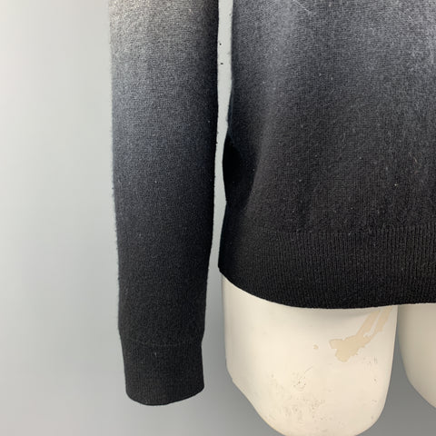VINCE Cárdigan con cuello en V de cachemira degradado negro y gris talla XL
