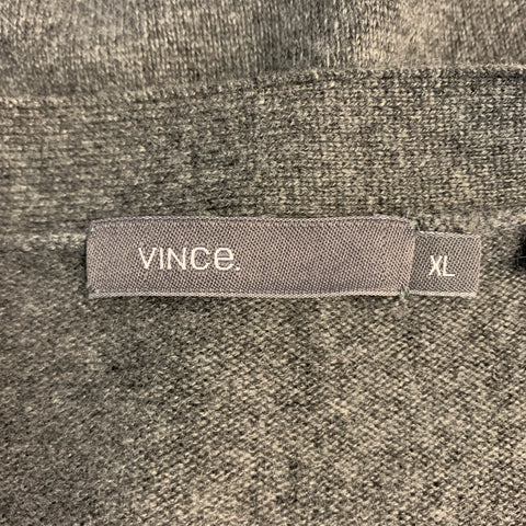 VINCE Cárdigan con cuello en V de cachemira degradado negro y gris talla XL