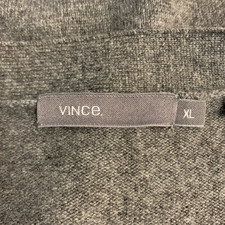 VINCE Size XL Black & Grey Ombre Cashmere V-Neck Cardigan Sweater