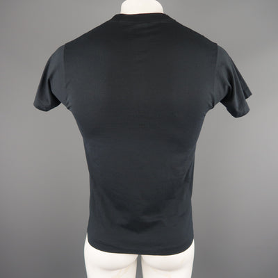 VINTAGE Size M Black Metal Head Rock 80s Graphic Cotton / Polyester T-shirt