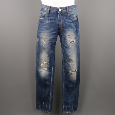VIVIENNE WESTWOOD Size 30 Indigo Distressed Denim Jeans