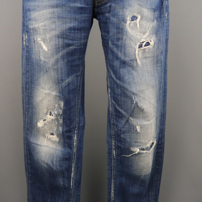 VIVIENNE WESTWOOD Size 30 Indigo Distressed Denim Jeans