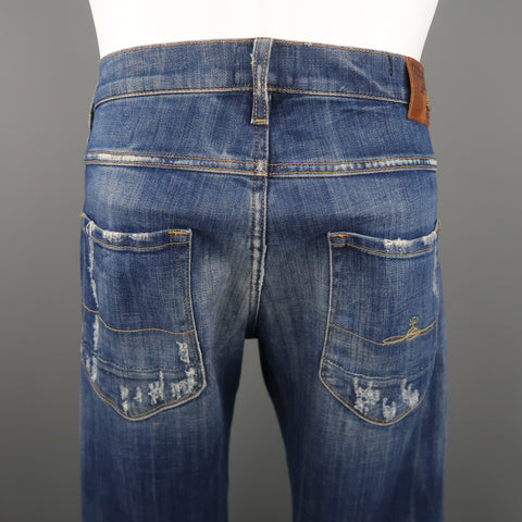 VIVIENNE WESTWOOD Size 30 Indigo Distressed Denim Jeans