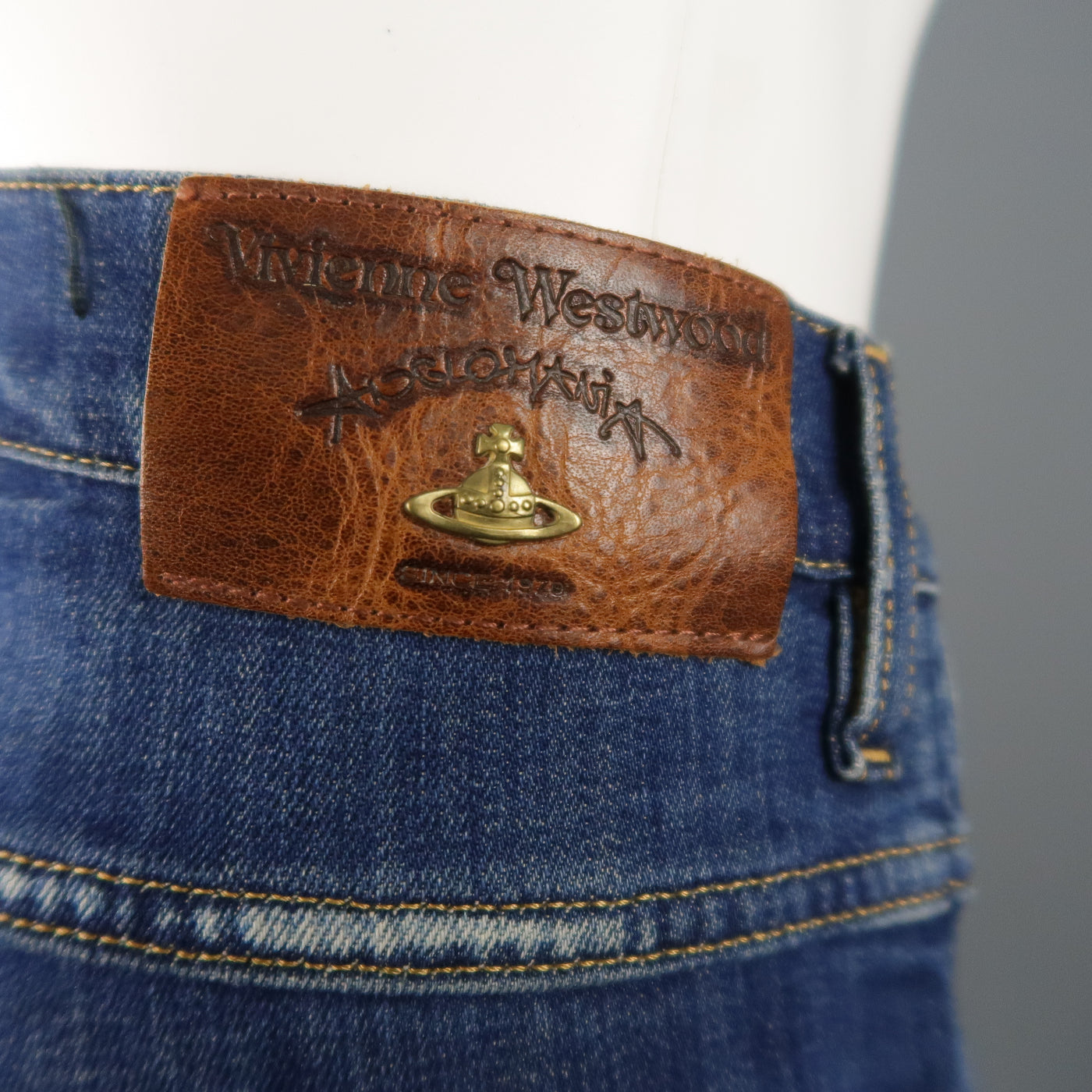 VIVIENNE WESTWOOD Size 30 Indigo Distressed Denim Jeans