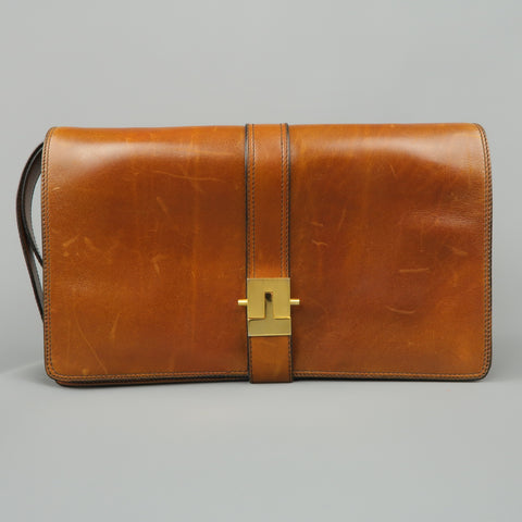Vintage A.TESTONI Tan Leather Wristlet Clutch