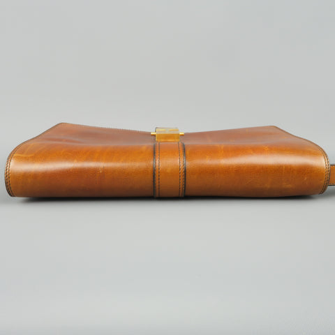 Vintage A.TESTONI Tan Leather Wristlet Clutch