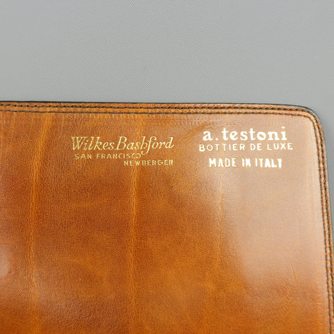 Vintage A.TESTONI Tan Leather Wristlet Clutch
