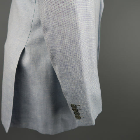 Vintage BRIONI 40 Light Blue Wool Blend Notch Lapel Sport Coat