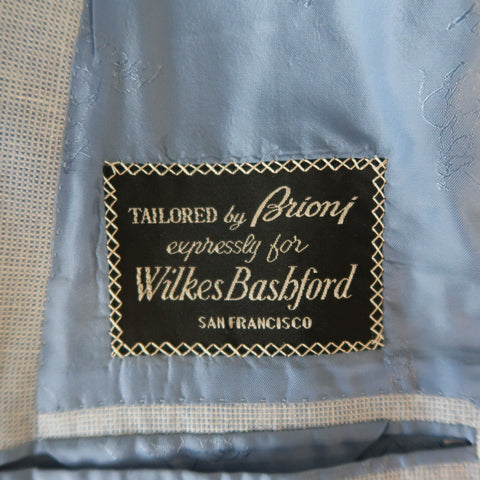 Vintage BRIONI 40 Light Blue Wool Blend Notch Lapel Sport Coat